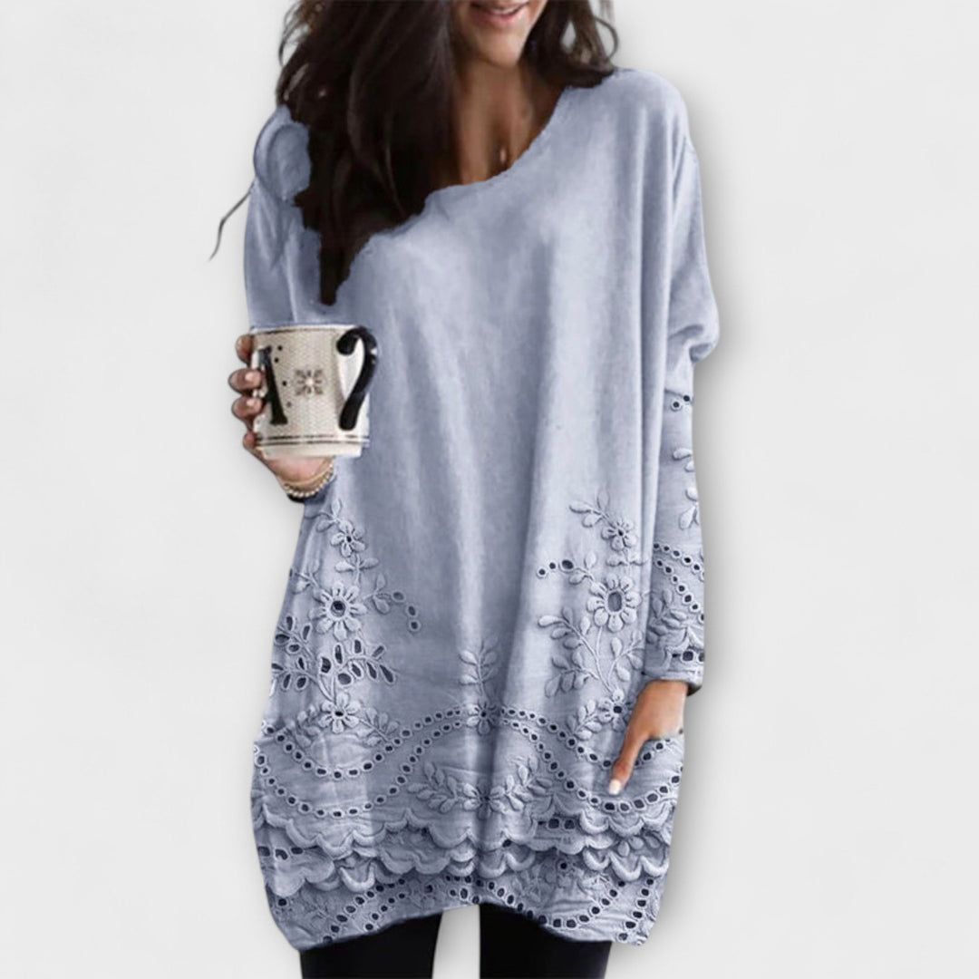 Riley – Pullover Impresso com Bordados