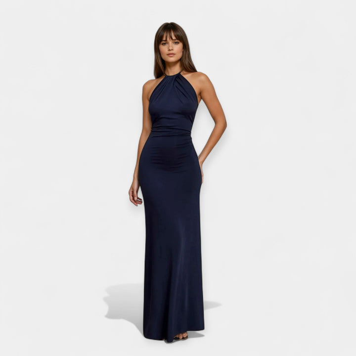 Vestido Maxi com Gola e Amarração