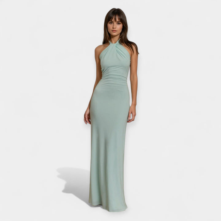 Vestido Maxi com Gola e Amarração