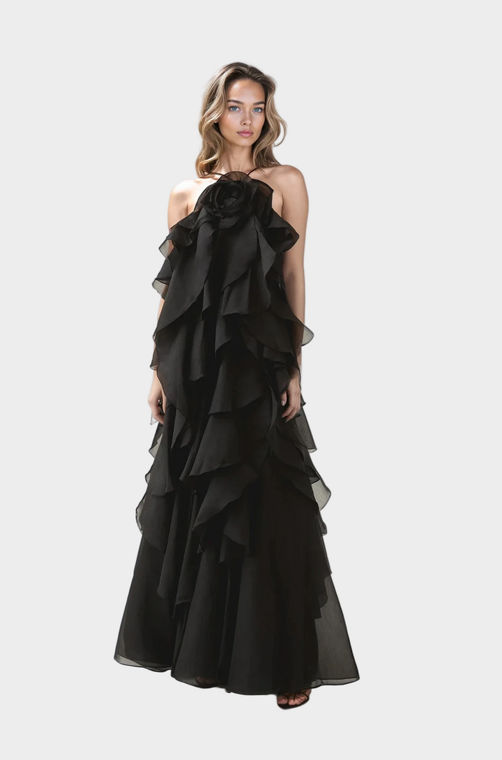Vestido Maxi com Sensação Romântica e Estilo Aristocrático
