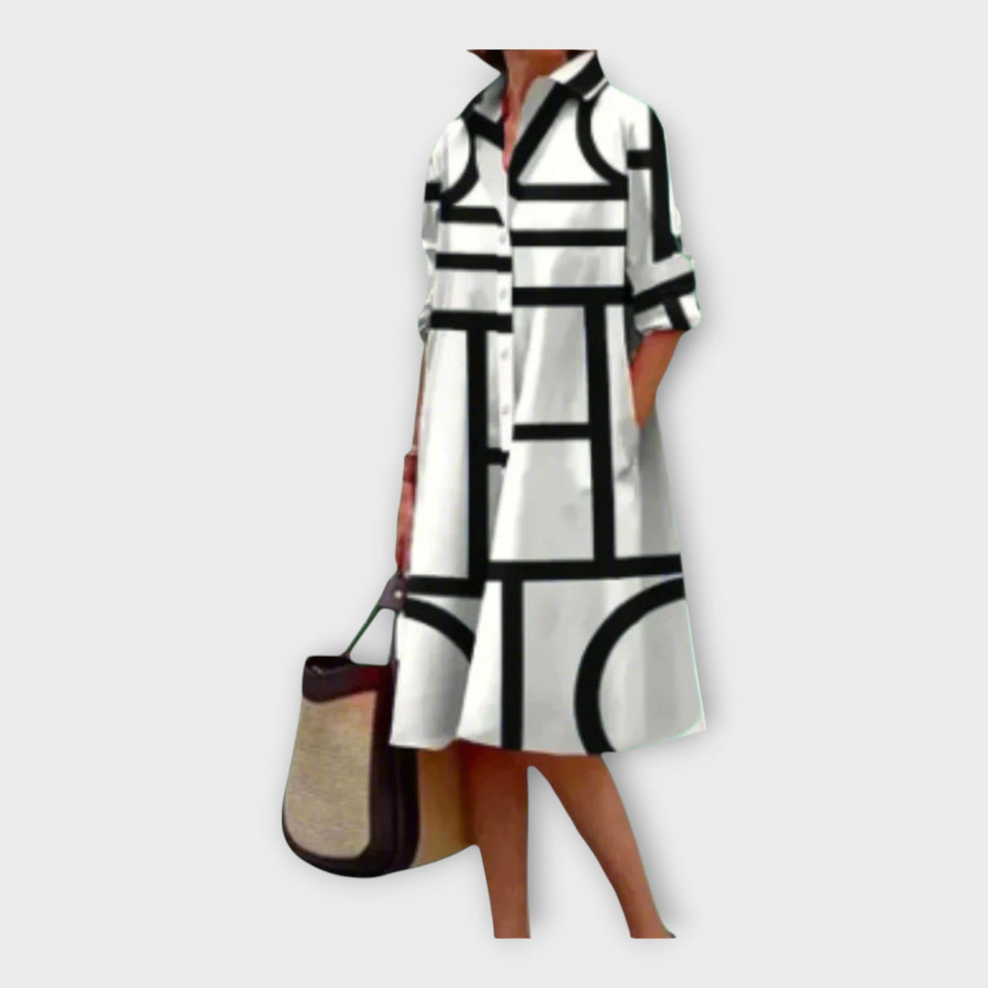 Vestido Artesanal com Padrão Geométrico