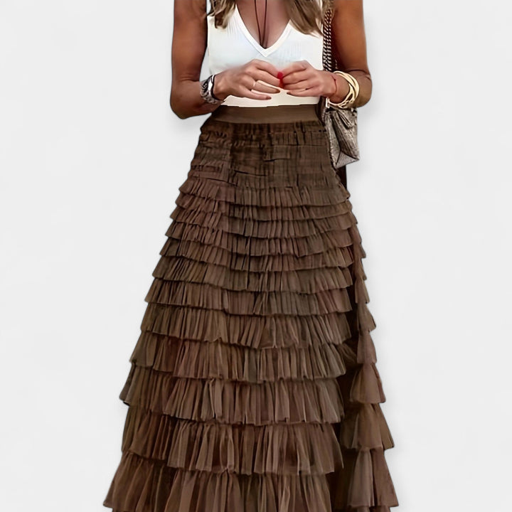 Sáia Boho com Acabamento em Cetim de Rede