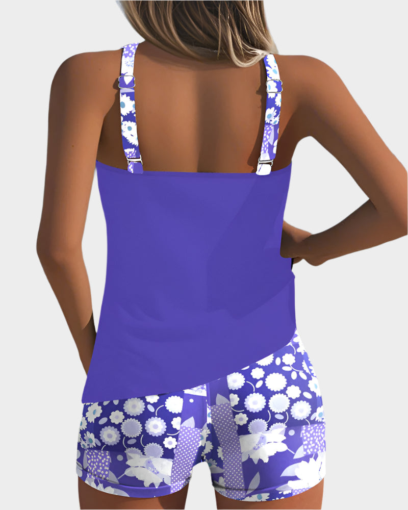Conjunto de Biquíni em Dois Peças com Padrão Floral