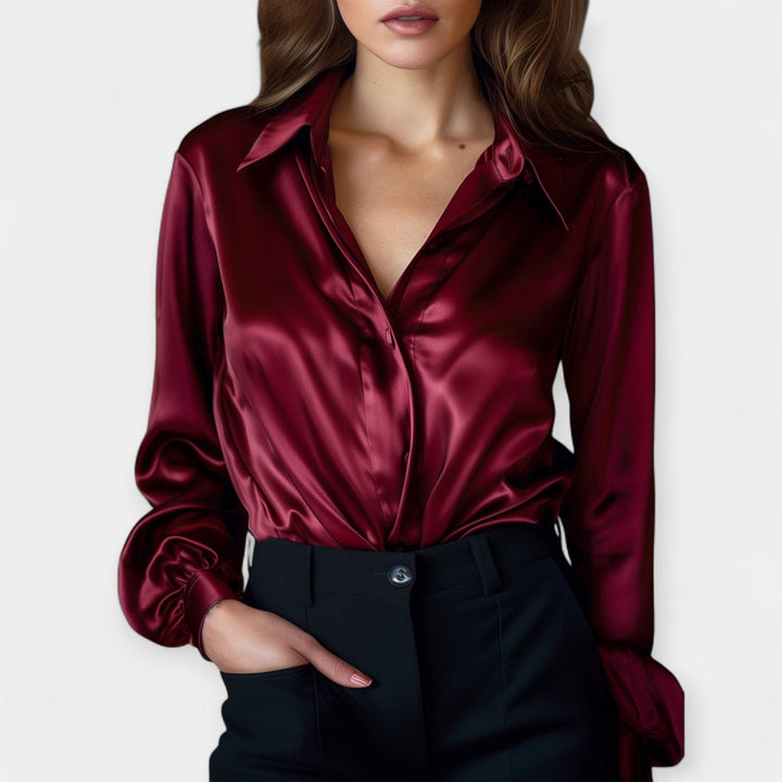 Blusa de Cetim com Gola