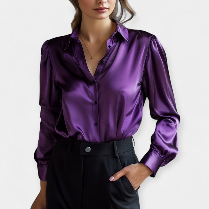 Blusa de Cetim com Gola