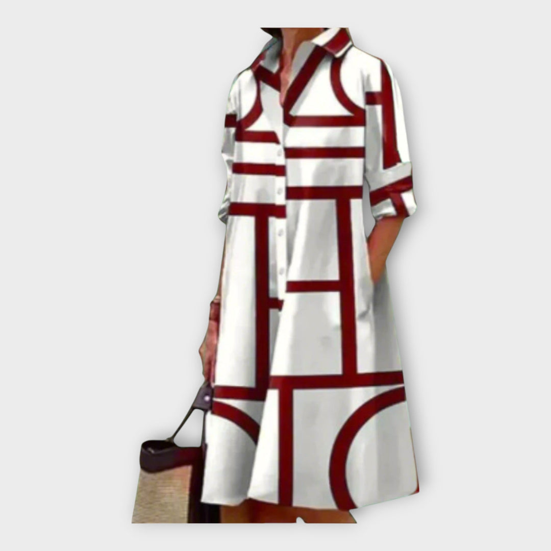 Vestido Artesanal com Padrão Geométrico