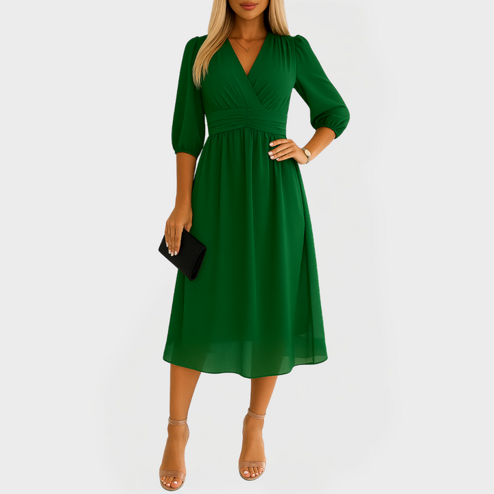 Vestido Arejado de Chiffon de Seda para Aparências Elegantes