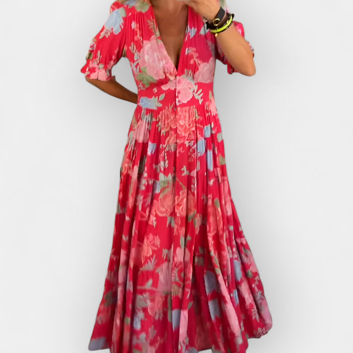 Vestido Floral Leve com Bolsos