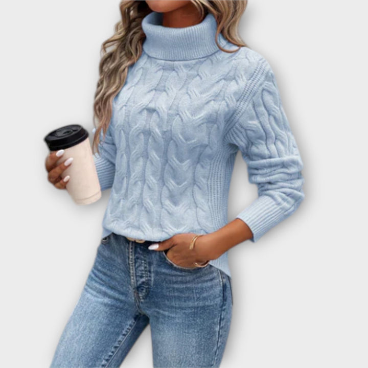 Amélia – Pullover Elegante com Gola Alta de Malha