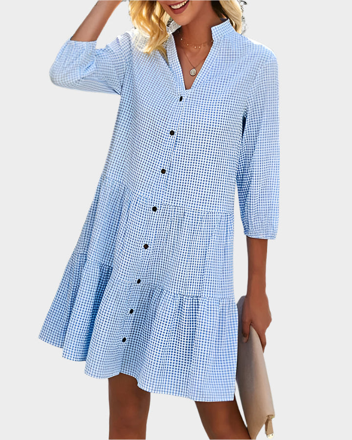Vestido de Verão em Xadrez Leve e Lisonjeiro