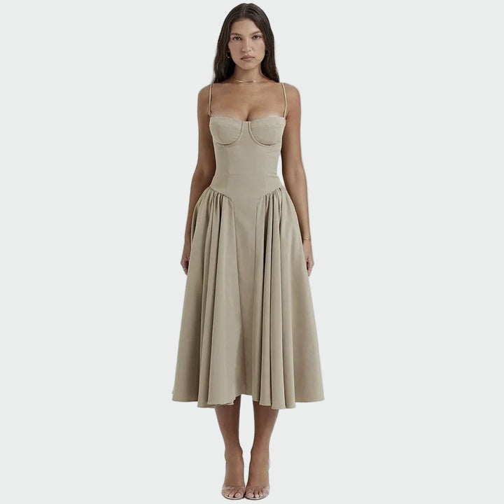 Vestido Maxi de Cetim com Alças Finas