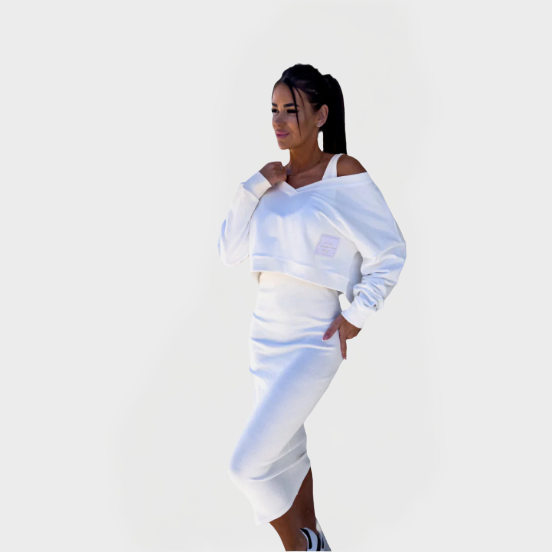 Conjunto de Verão com Sweatshirt e Vestido para Conforto e Estilo