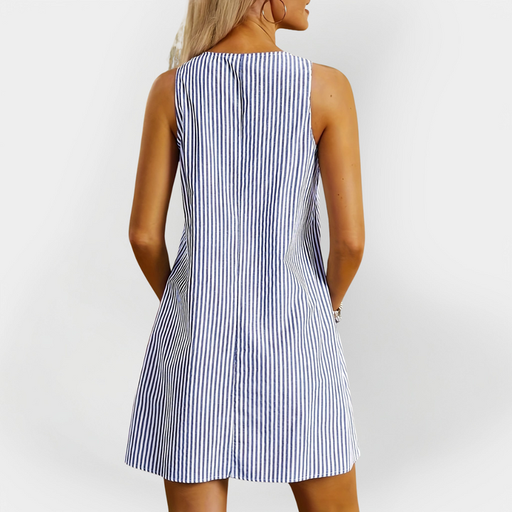 Vestido Sem Mangas Listrado