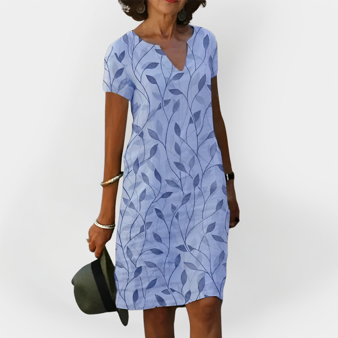 Vestido de Verão com Design de Folhas