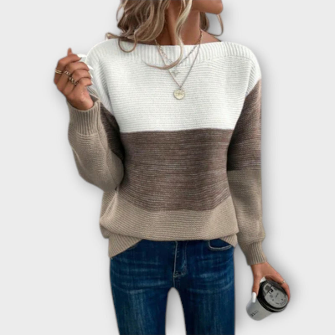 Clara - Pullover patchwork tricolor elegante