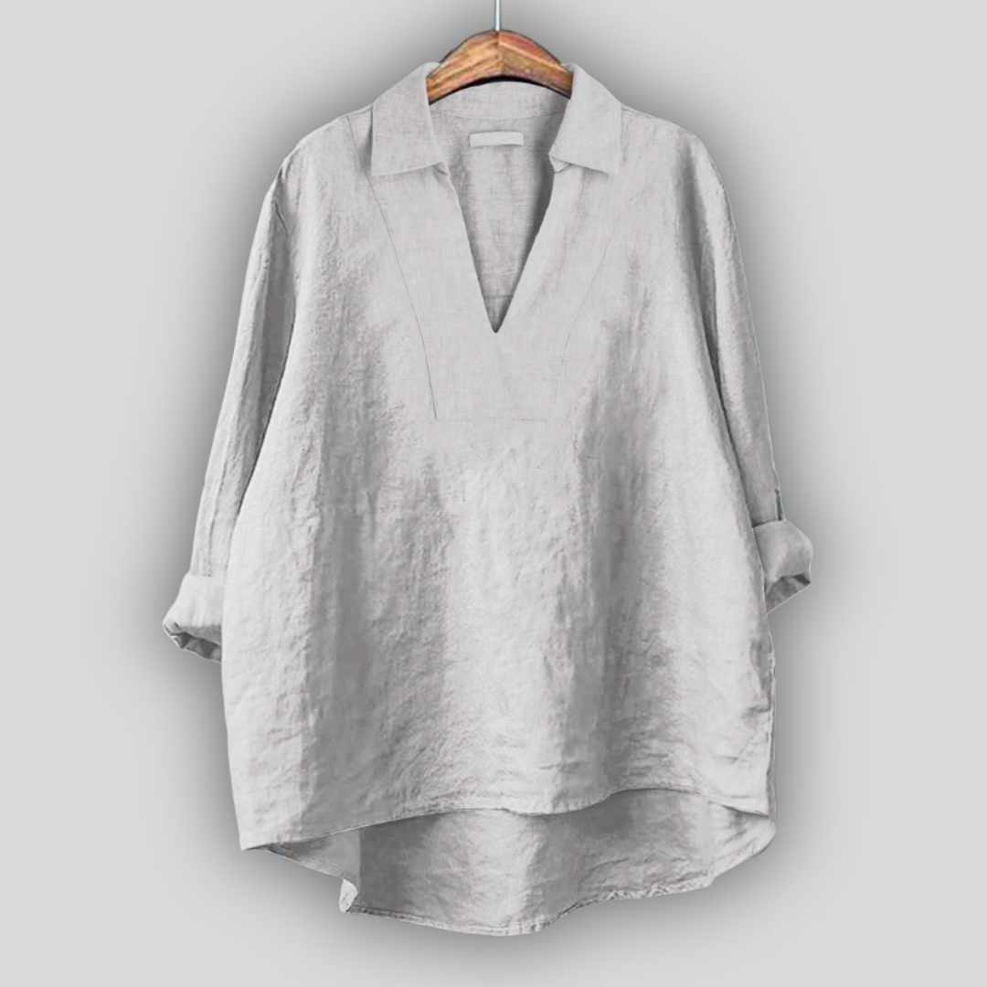 Blusa de Linho Prateada Elegante