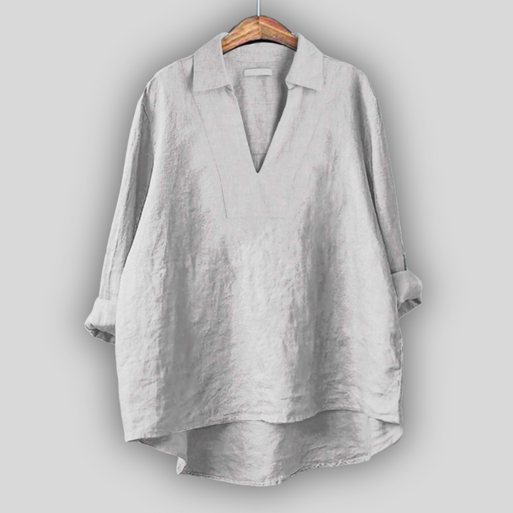 Blusa de Linho Prateada Elegante