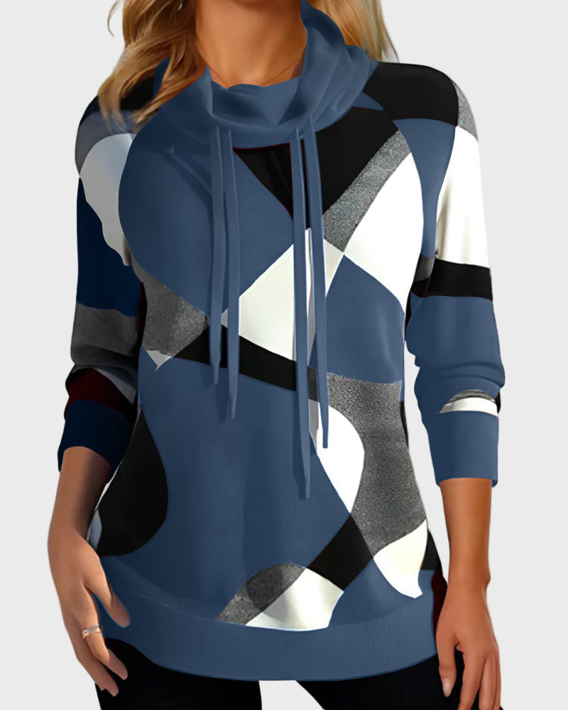 Sweatshirt Tricotada com Design Artístico e Capuz
