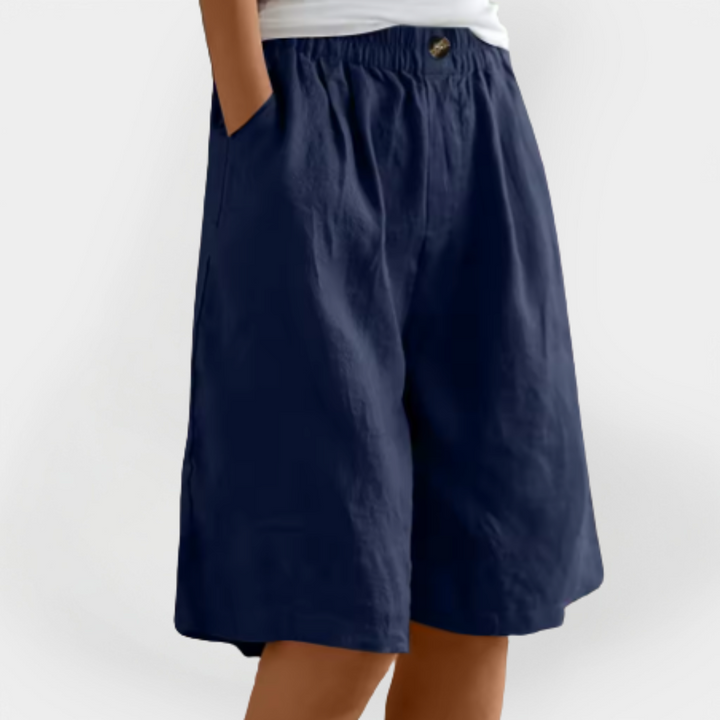 Calções de Linho com Bolsos