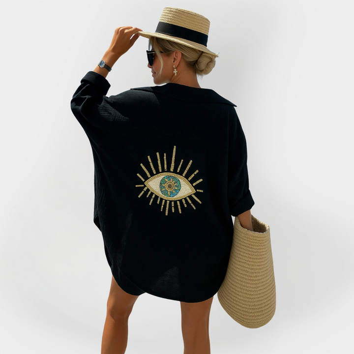 Camisa de Praia com Desenho de Olho