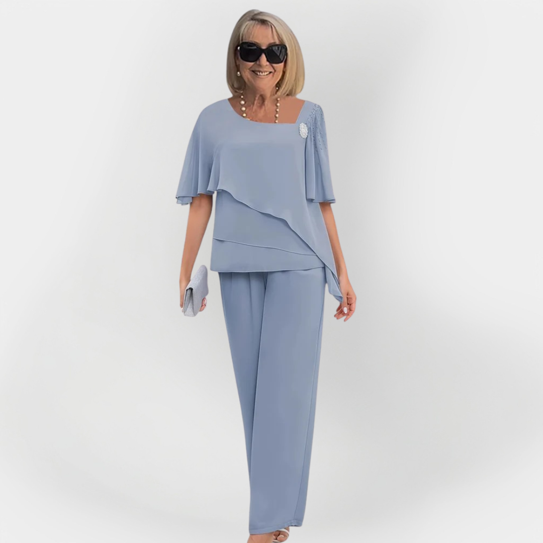 Conjunto Elegante de Blusa e Calças