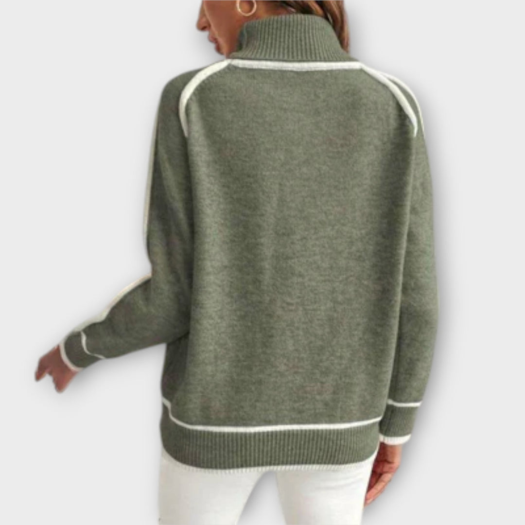 Christine - Pullover de malha luxuoso em cor de azeite