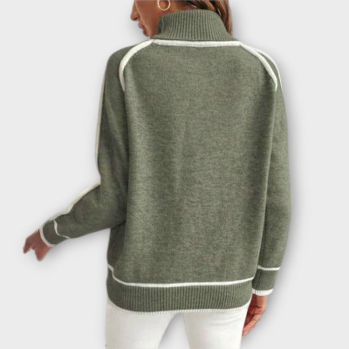 Christine - Pullover de malha luxuoso em cor de azeite
