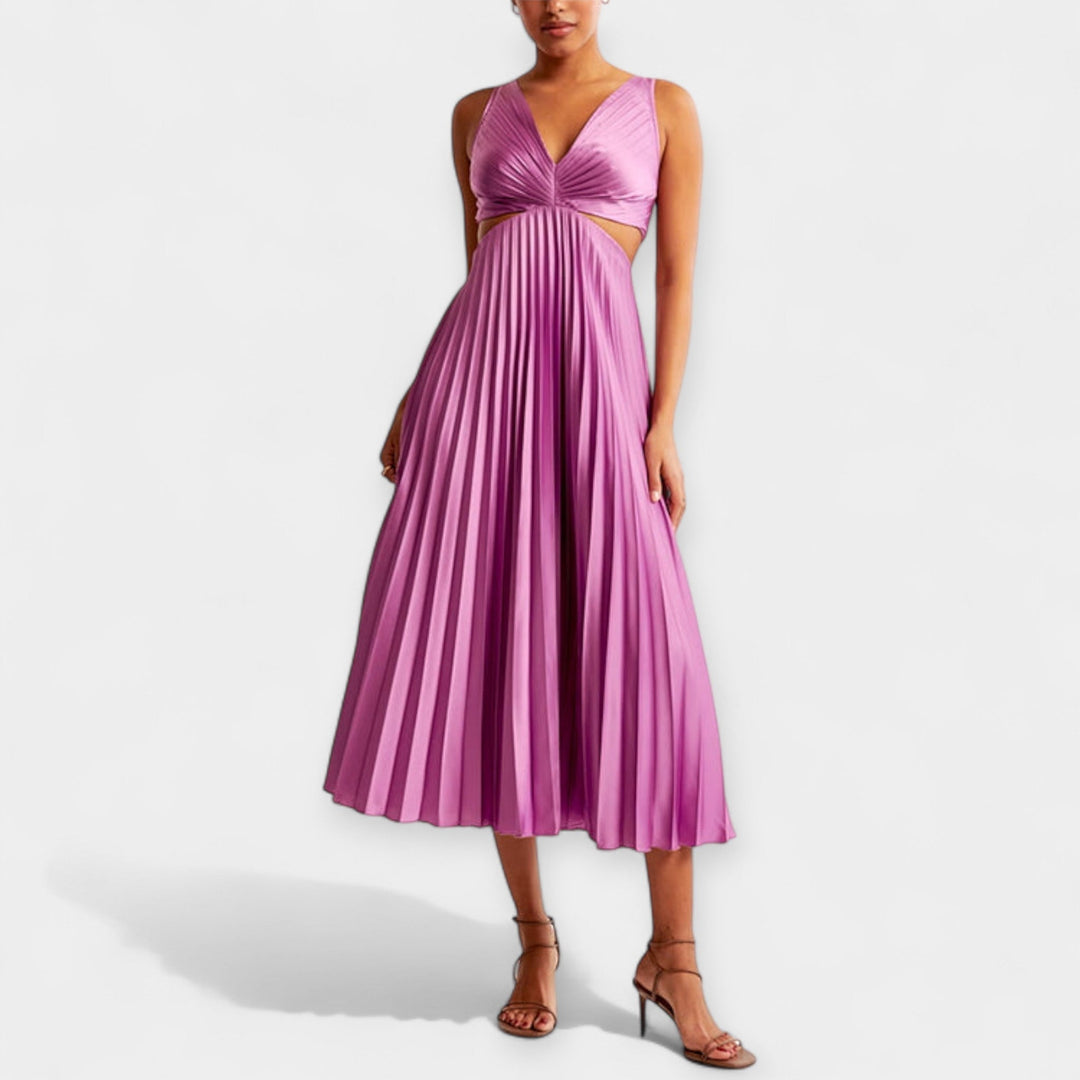 Vestido Maxi com Design Plissado