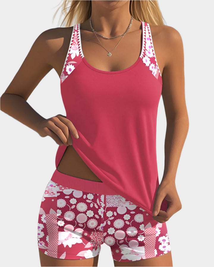 Conjunto de Biquíni em Dois Peças com Padrão Floral