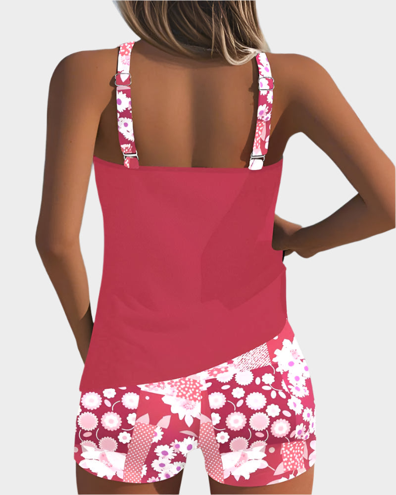Conjunto de Biquíni em Dois Peças com Padrão Floral