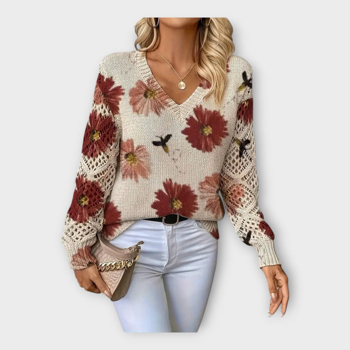Camisola Tricot com Detalhes em Renda