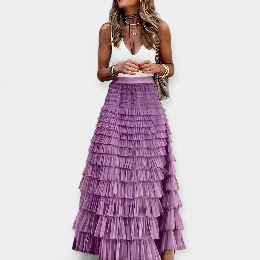 Sáia Boho com Acabamento em Cetim de Rede