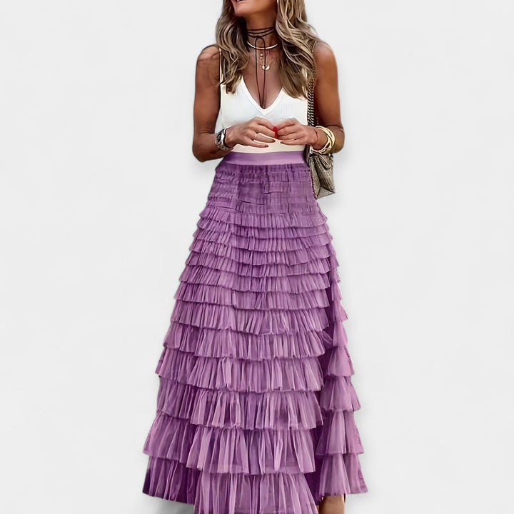 Sáia Boho com Acabamento em Cetim de Rede