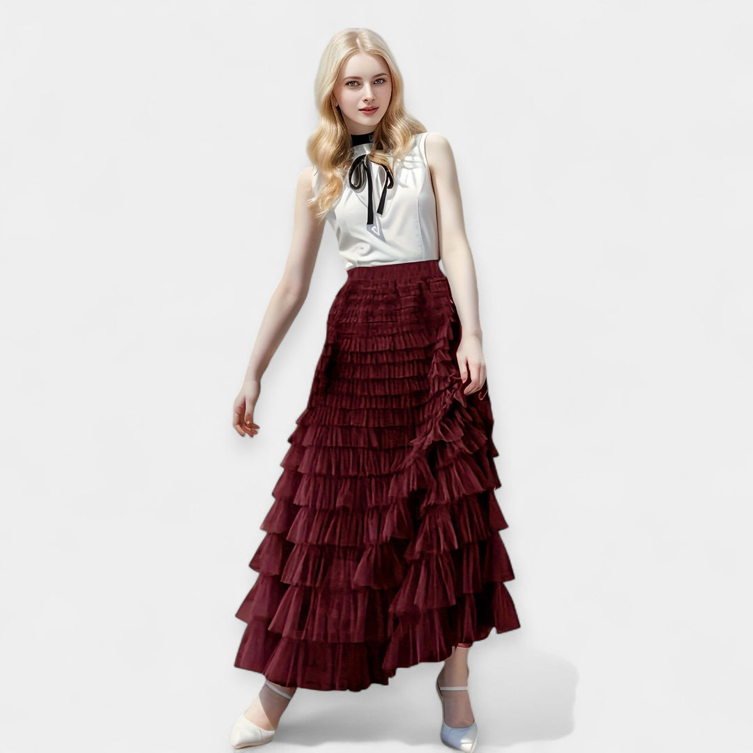 Saia Elegante com Detalhe Decorativo em Tule