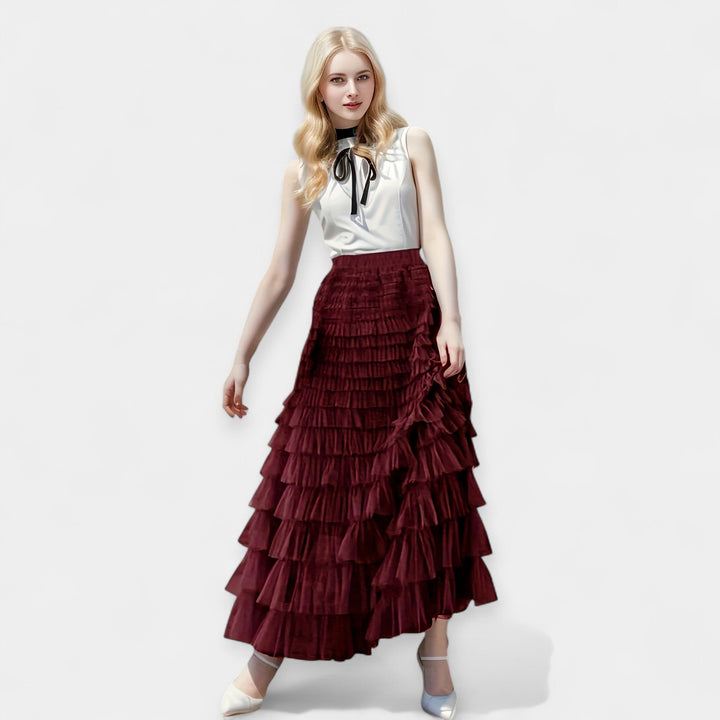 Saia Elegante com Detalhe Decorativo em Tule