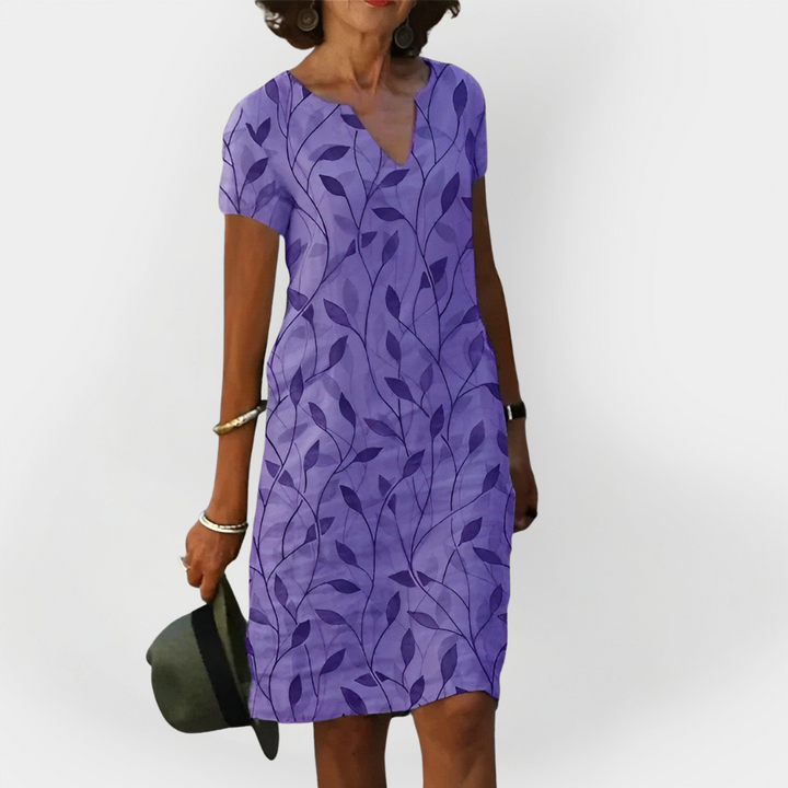Vestido de Verão com Design de Folhas