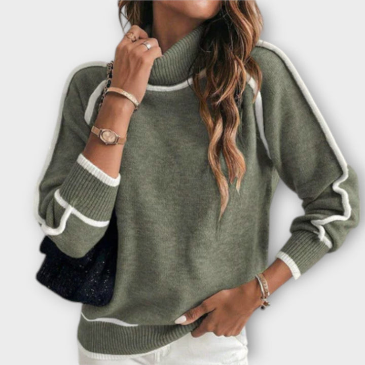 Christine - Pullover de malha luxuoso em cor de azeite