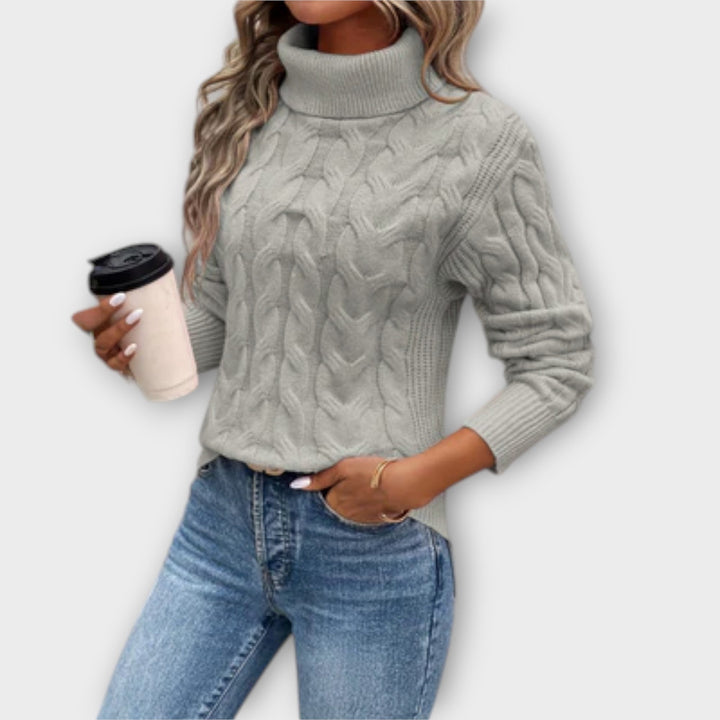 Amélia – Pullover Elegante com Gola Alta de Malha