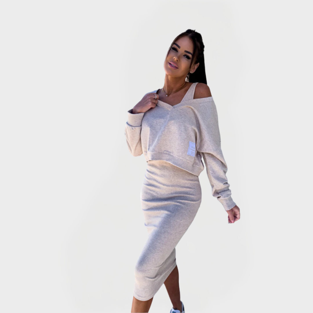 Conjunto de Verão com Sweatshirt e Vestido para Conforto e Estilo