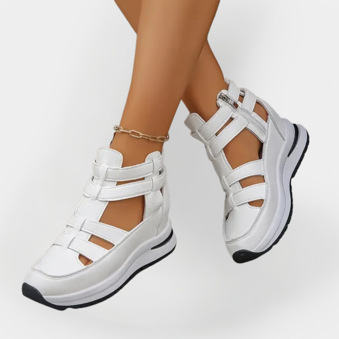Sandal de Salto Elegante e Leve com Fecho Lateral