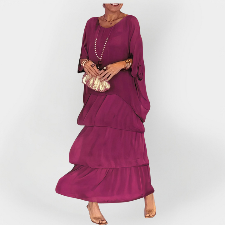 Vestido Plissado com Efeito de Camadas Duplas
