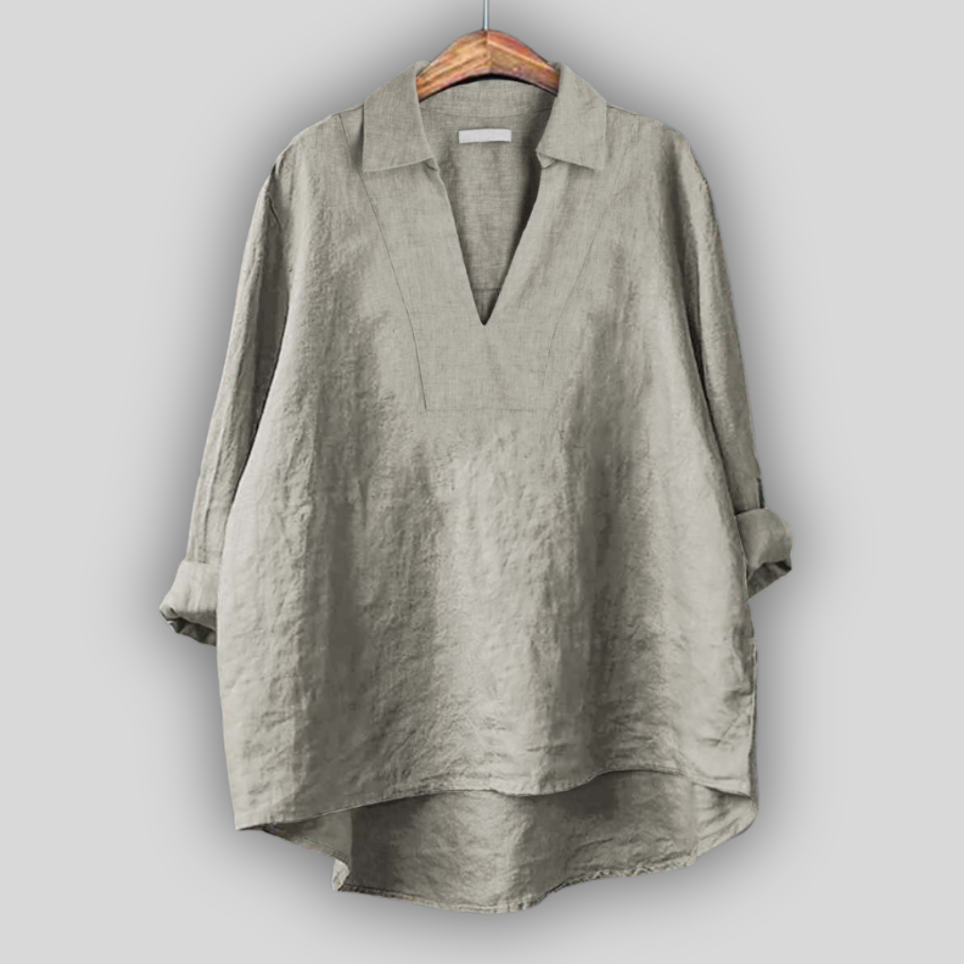 Blusa de Linho Prateada Elegante