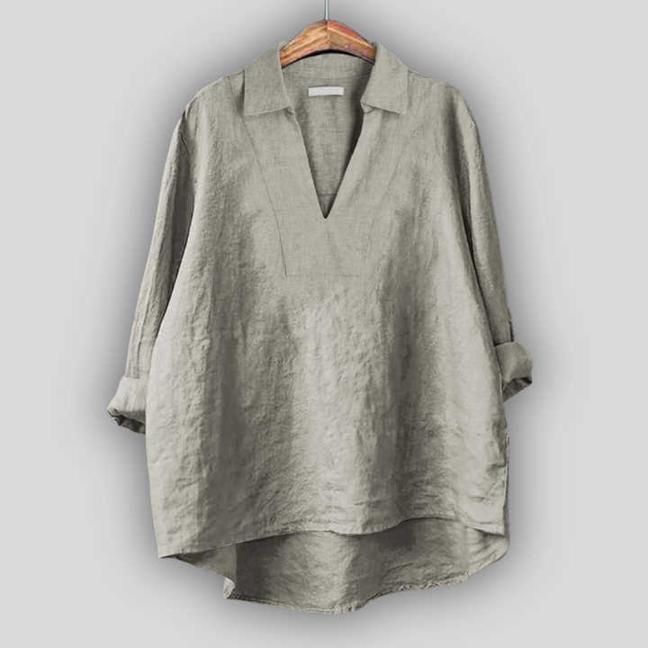 Blusa de Linho Prateada Elegante