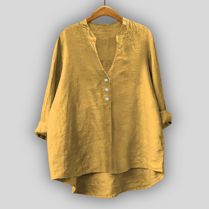 Blusa de Linho Café com Botões