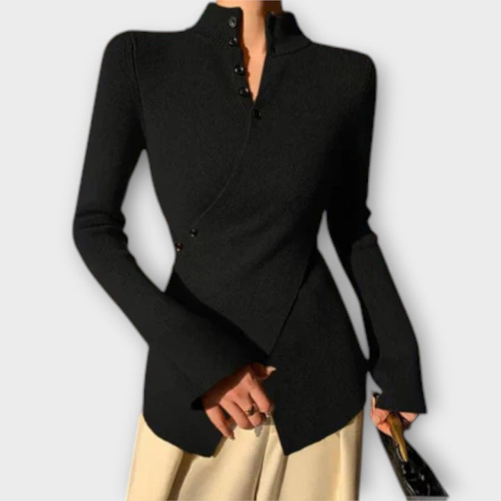 Michiko – Blusa de Malha Slim Fit Elegante