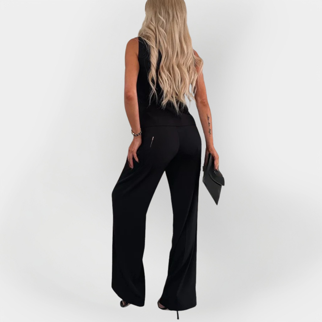 Conjunto Elegante de Calças com Top Sem Mangas