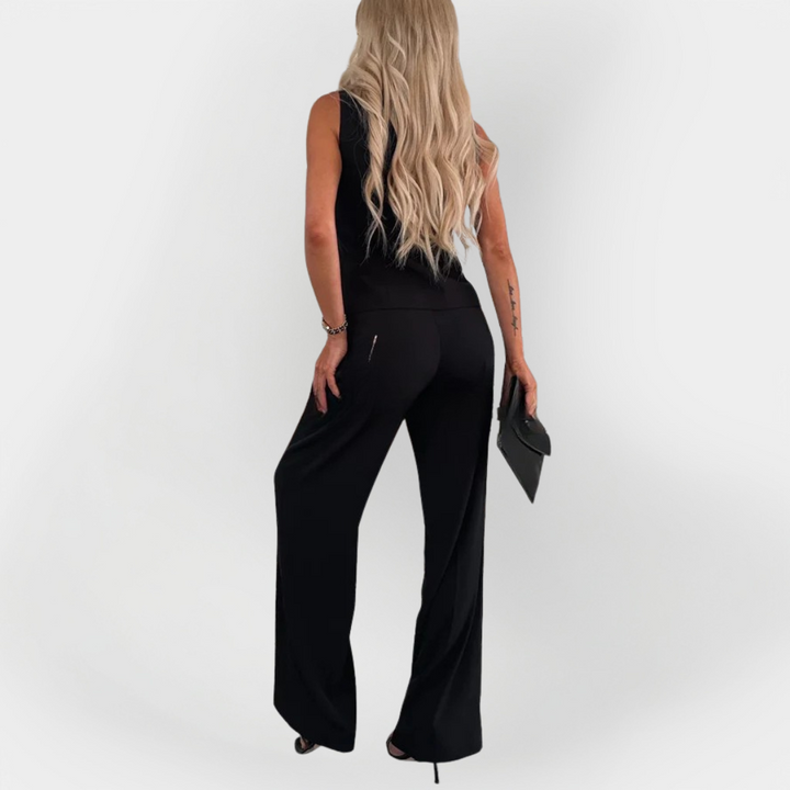 Conjunto Elegante de Calças com Top Sem Mangas