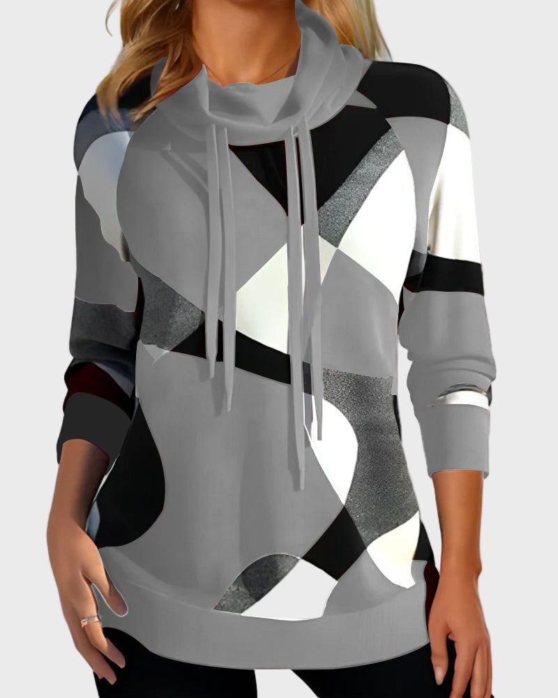 Sweatshirt Tricotada com Design Artístico e Capuz