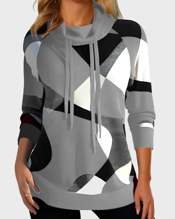 Sweatshirt Tricotada com Design Artístico e Capuz