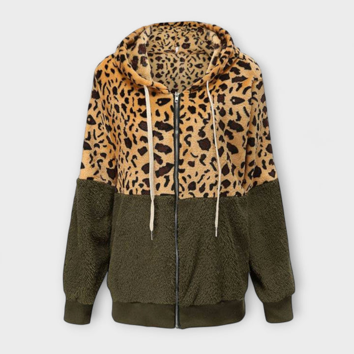 Lea - Sweatshirt de fleece com capuz em padrão de leopardo